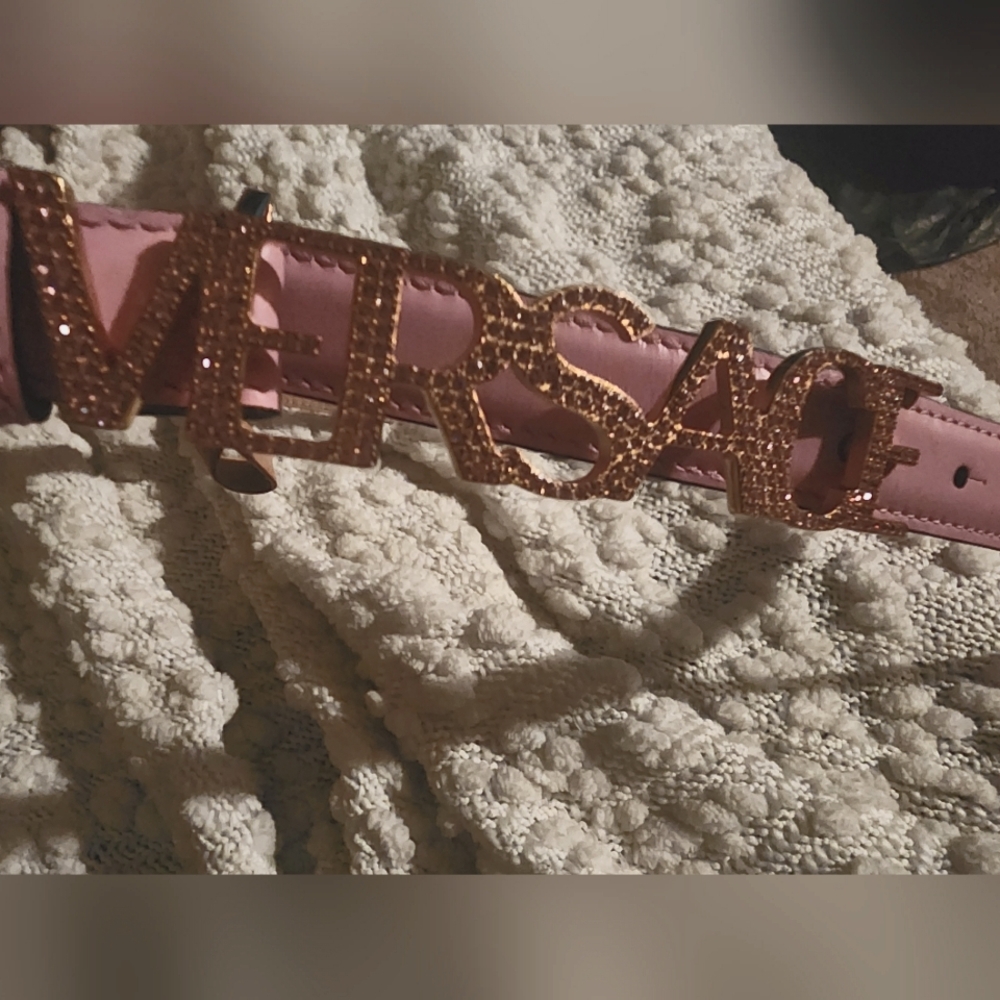 Versace Pink Belt with Gold Accents